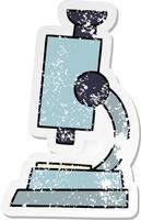 distressed sticker of a cute cartoon science microscope vector