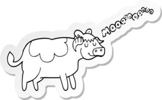 distressed sticker of a cartoon cow vector