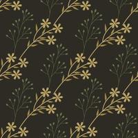 Seamless pattern with dried field flowers on a dark background. Vector Illustration.