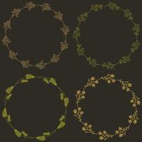 Set of herbal frames on a dark background. Template for invitation, card, prints. Vector illustration.