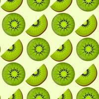 Seamless pattern with kiwi in different angles. Sliced kiwi. Healthy vegan food. Raw food ingredient. Colorful cartoon vector illustration.
