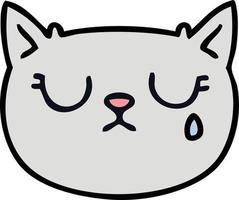 quirky hand drawn cartoon crying cat vector