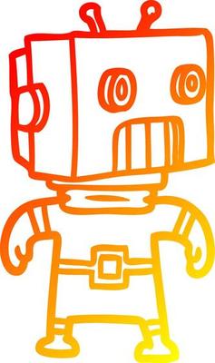 warm gradient line drawing cartoon robot