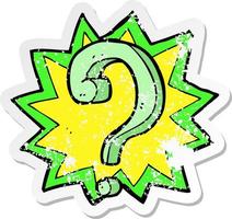 retro distressed sticker of a cartoon question mark vector