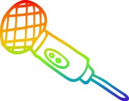 rainbow gradient line drawing cartoon microphone vector