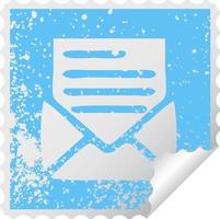 distressed square peeling sticker symbol letter and envelope vector