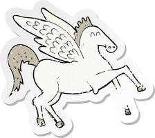 retro distressed sticker of a cartoon pegasus vector