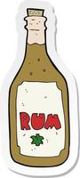 sticker of a cartoon rum bottle vector