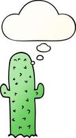 cartoon cactus and thought bubble in smooth gradient style vector