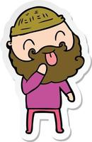 sticker of a man with beard sticking out tongue vector