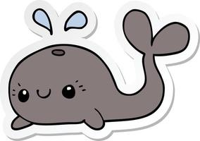 sticker of a cute cartoon whale vector