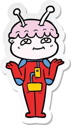 sticker of a friendly cartoon spaceman