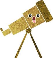 retro illustration style cartoon telescope vector