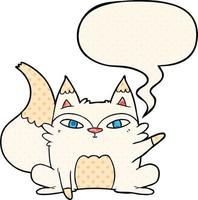 cartoon arctic fox and speech bubble in comic book style vector