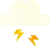 retro illustration style cartoon thunder cloud vector