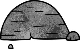 textured cartoon doodle of grey stone boulder vector