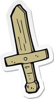 sticker of a cartoon wooden sword vector