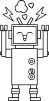 line drawing cartoon robot vector