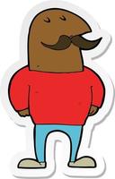 sticker of a cartoon bald man with mustache vector