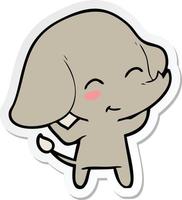 sticker of a cute cartoon elephant vector