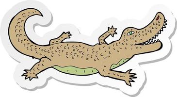 sticker of a cartoon crocodile vector