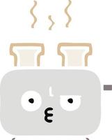 flat color retro cartoon of a toaster vector