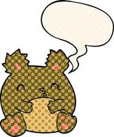 cartoon bear and speech bubble in comic book style vector