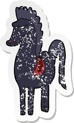 retro distressed sticker of a cartoon horse