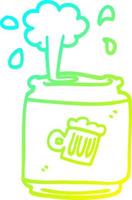 cold gradient line drawing cartoon can of beer vector