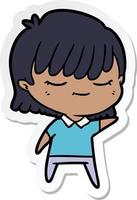 sticker of a cartoon woman vector