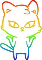 rainbow gradient line drawing cute cartoon cat vector