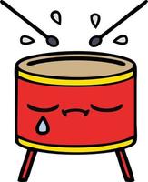 cute cartoon sad drum vector