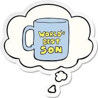 worlds best son mug and thought bubble as a printed sticker vector