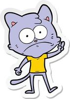 sticker of a cartoon nervous cat vector