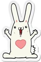 sticker of a cartoon rabbit in love vector