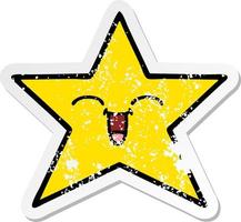 distressed sticker of a cute cartoon gold star vector