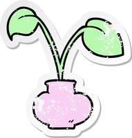 distressed sticker of a cartoon house plant vector