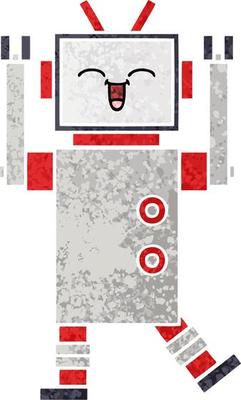 retro illustration style cartoon robot
