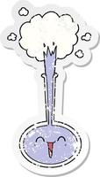 distressed sticker of a cartoon science experiment vector