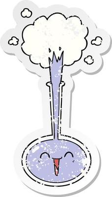 distressed sticker of a cartoon science experiment