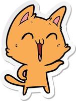 sticker of a happy cartoon cat vector