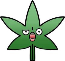 hoja de marihuana de dibujos animados sombreada degradada vector