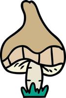 cartoon doodle of a single mushroom vector