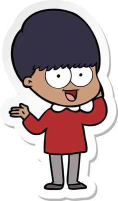 sticker of a happy cartoon boy