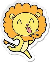 sticker of a happy cartoon lion vector