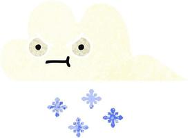 nube de nieve de dibujos animados de estilo de ilustración retro vector