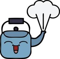 cute cartoon steaming kettle vector