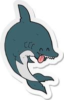 sticker of a funny cartoon shark vector