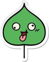 sticker of a cute cartoon expressional leaf vector