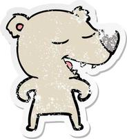 distressed sticker of a cartoon bear vector